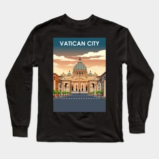 Vatican City Vintage Minimal Retro Travel Poster Long Sleeve T-Shirt